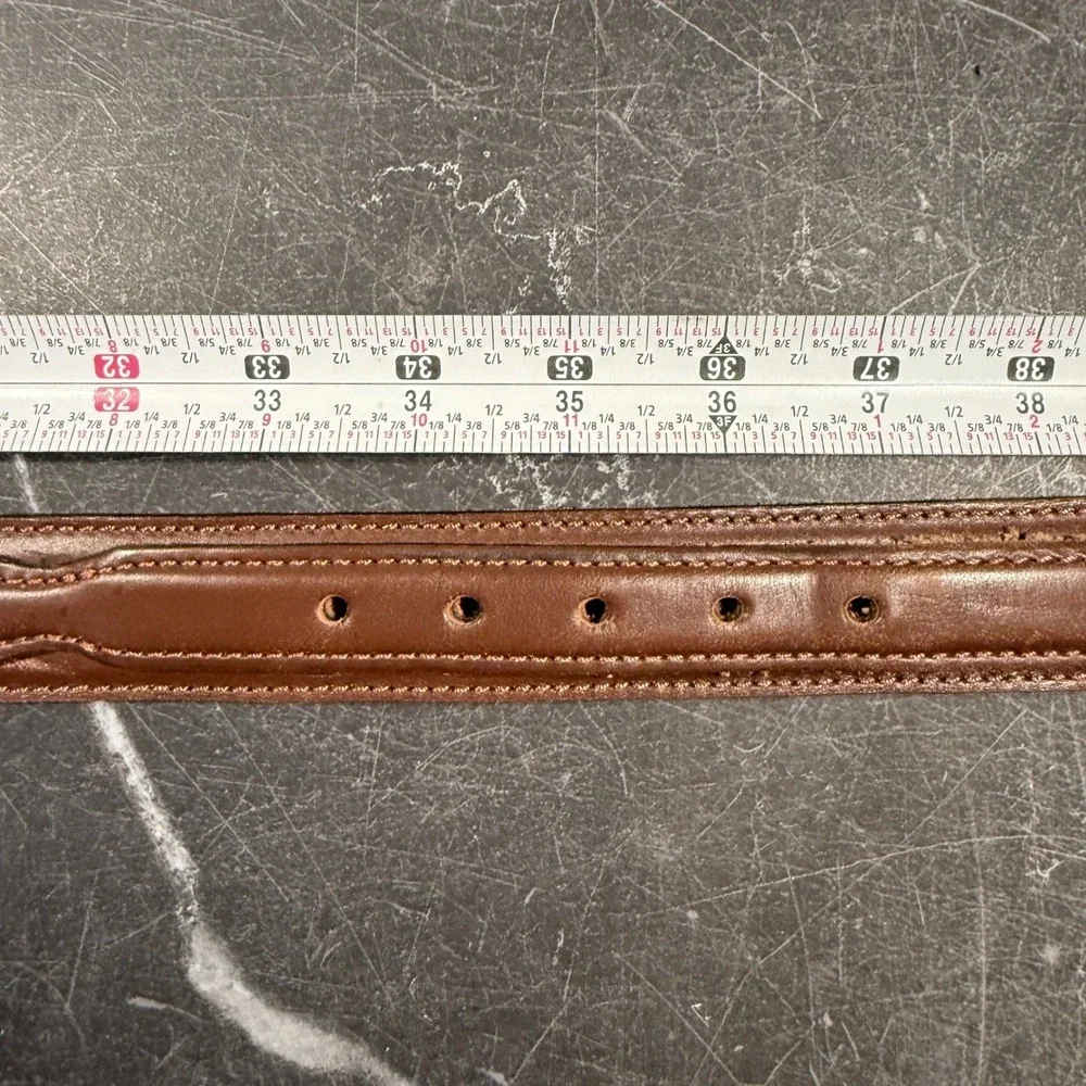 L.L.‎ Bean Brown Leather Belt Brass Buckle Heritage Equestrian Style Size 34/36